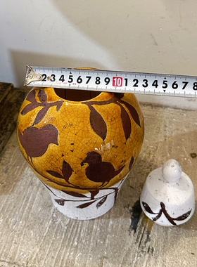 外贸样品中古风复古陶瓷罐小鸟瓷罐装饰收纳花瓶法式陶瓷将军罐