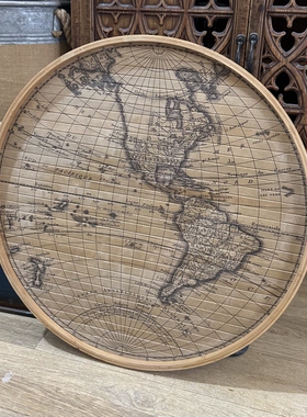 外贸样品美式复古探险主题美洲板块航海地图挂画中古复古探险地图