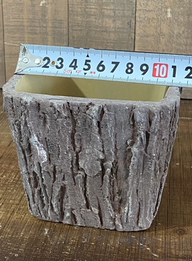 外贸孤品复古做旧水泥多肉绿植花盆植物花器仿树皮纹理