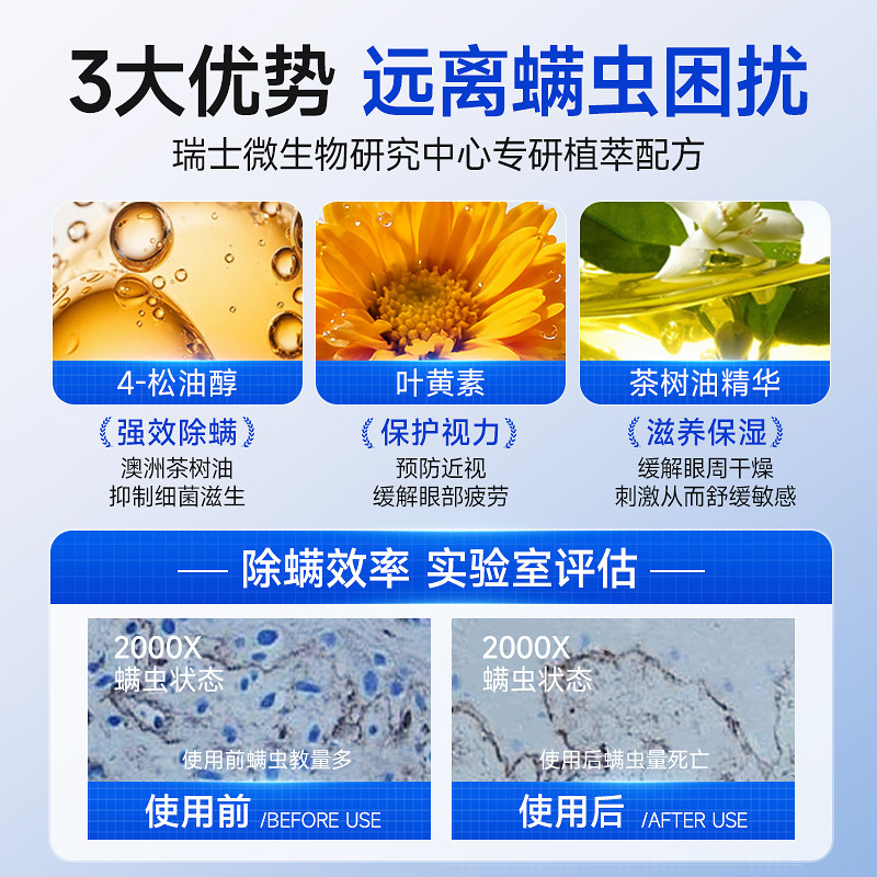 茶树油除螨湿巾眼部缓解眼睛疲劳4松油醇去螨虫清洁干痒眼贴棉片,淘宝优惠券,粉丝福利购,淘宝优惠卷