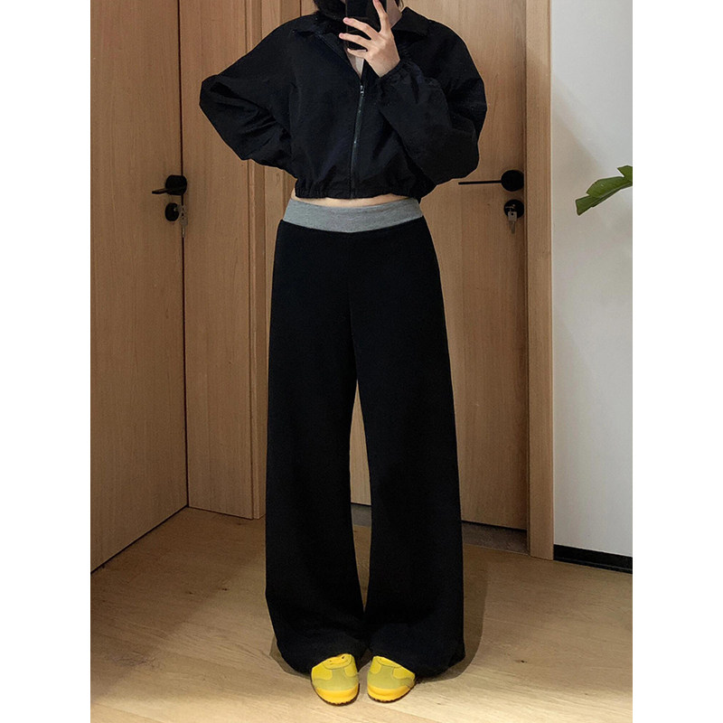 小个子梨型身材的黑色女裤子拼接设计感小众大码腿粗胯宽休闲裤,淘宝优惠券,粉丝福利购,淘宝优惠卷