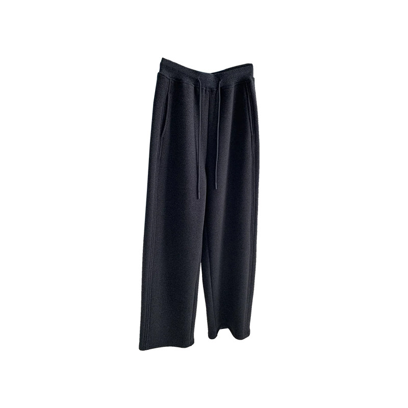 深灰色直筒奶芙裤冬季女加绒加厚阔腿裤大码慵懒风梨型身材休闲裤,淘宝优惠券,粉丝福利购,淘宝优惠卷