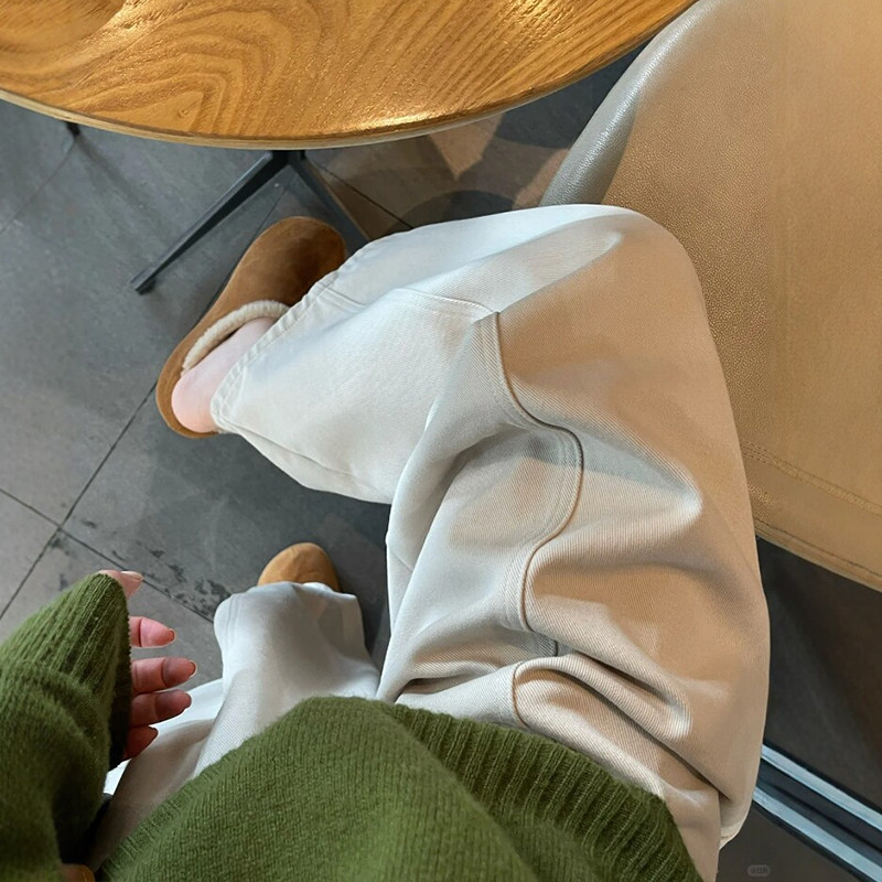 米杏色休闲裤宽松慵懒风女款大码运动阔腿松弛感今年流行超火裤子,淘宝优惠券,粉丝福利购,淘宝优惠卷