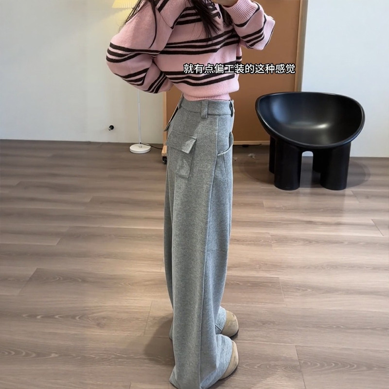 灰色阔腿弯刀运动卫裤女春季大码胖mm显瘦休闲镰刀裤超好看梧桐裤,淘宝优惠券,粉丝福利购,淘宝优惠卷