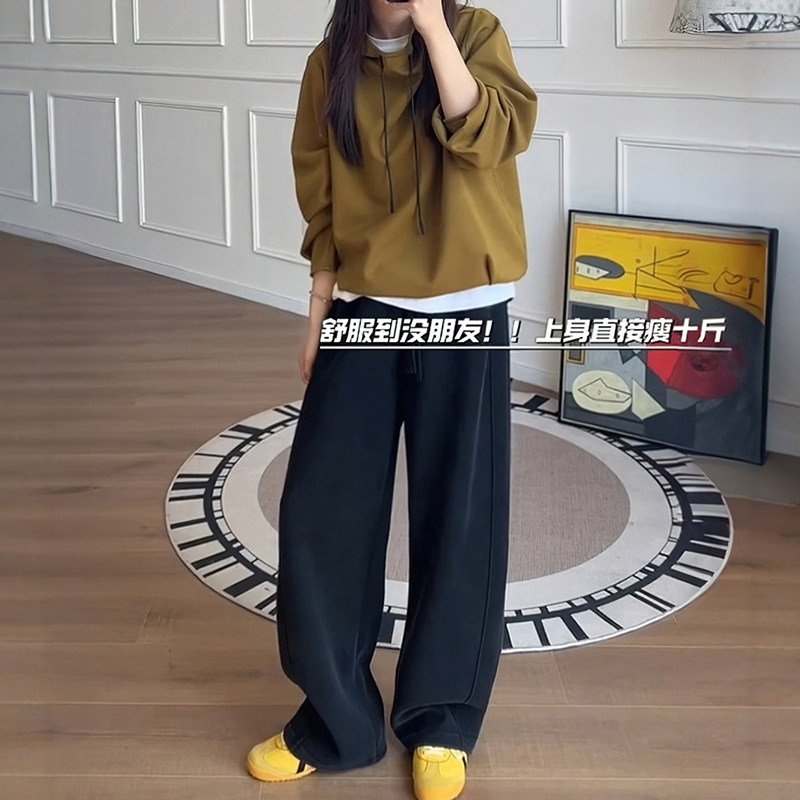 黑色阔腿弯刀裤子女款秋冬加绒胖mm大码显瘦休闲运动镰刀香蕉卫裤,淘宝优惠券,粉丝福利购,淘宝优惠卷