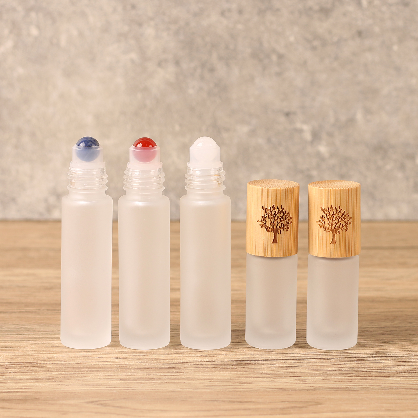 5ml10ml竹盖磨砂玻璃玉石滚珠瓶避光便携分装精油复配油空瓶 - 图1