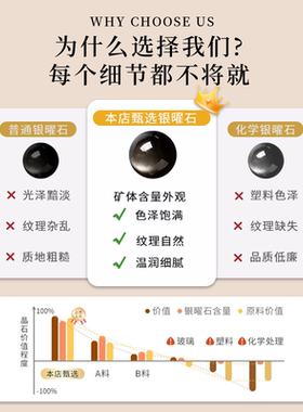 天然银曜石手串男女款本命年礼物饰品原石手链双重补水官方正品