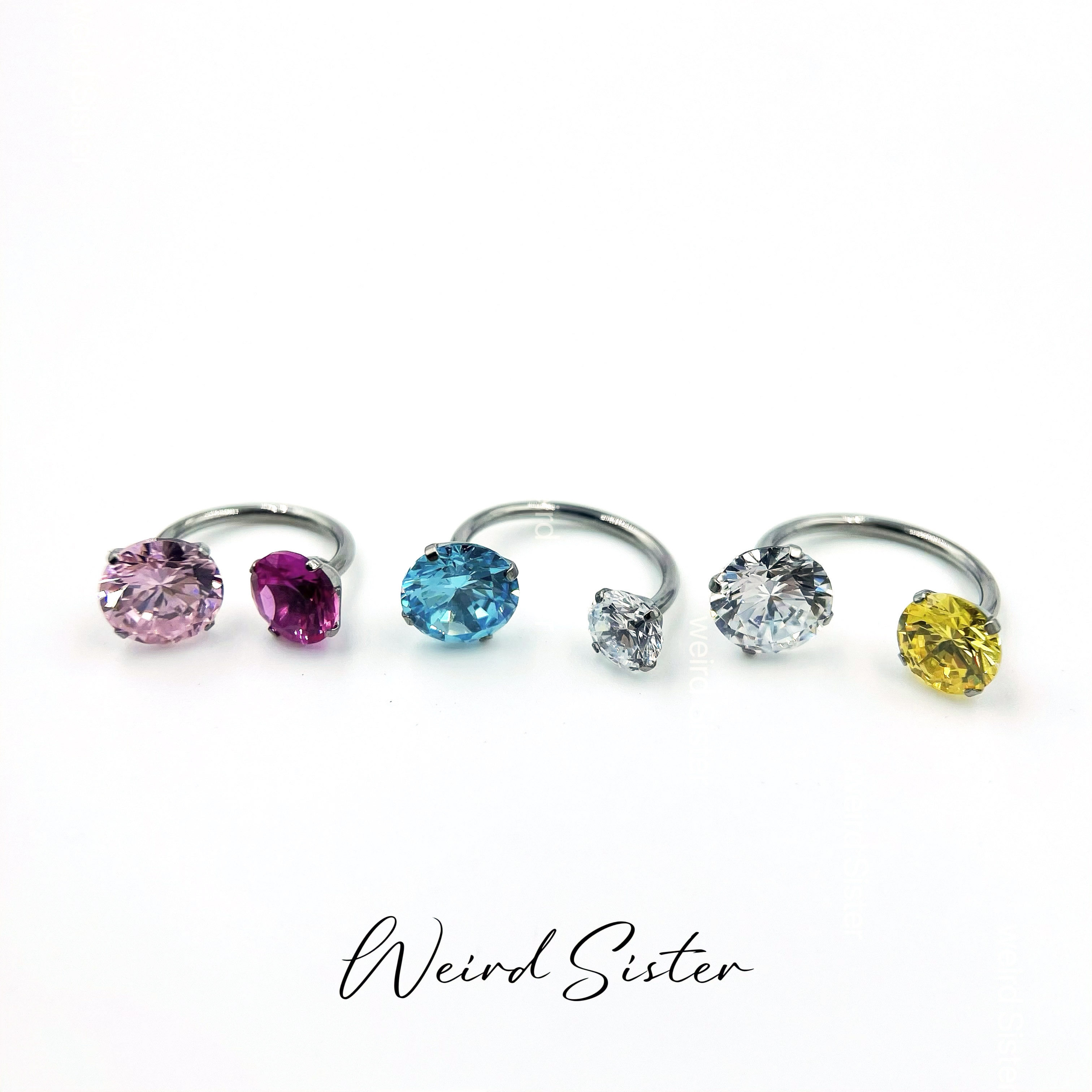 F136钛合金多色超闪马蹄环耳蜗钉耳骨钉16G双钻耳钉穿刺饰品 - 图0