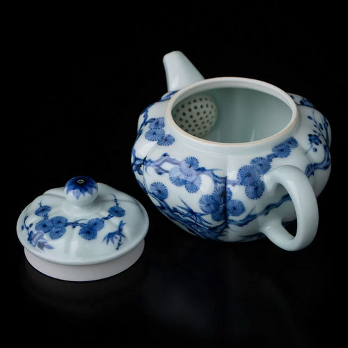 手绘青花松竹梅手工茶壶景德镇陶瓷功夫茶具个人家用高端送礼盒装 - 图2
