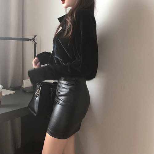 黑色复古金丝绒衬衫女2024新款衬衣长袖宽松时尚休闲百搭上衣春季 - 图2