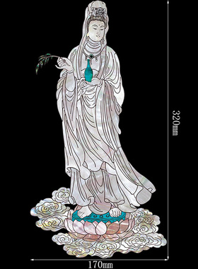 观音像中式挂屏水移画螺钿贴纸
