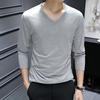 V-neck base shirt men's ice silk long-sleeved T-shirt