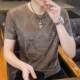 ຜູ້ຊາຍ Ice Silk Short Sleeve Summer New Round Neck T-shirt Half Sleeve Slim Casual Jacquard Breathable Top T Work Wear