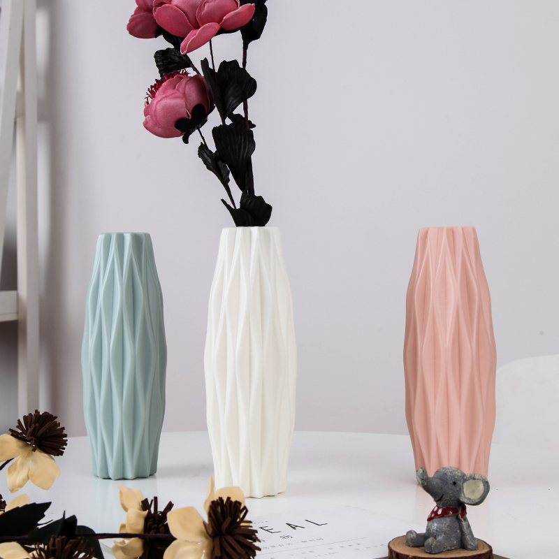 北欧塑料花瓶家居插花假花客厅现代创意简约小清新桌面装饰品摆件
