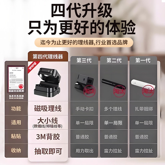 磁吸理线器桌面车载数据线收纳整理手机充电线夹固定神器卡扣插头