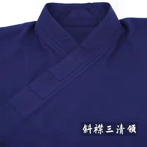 武当传统斜襟三清领亚麻道袍道衣道士服装男女太极服练功长款新品 - 图2