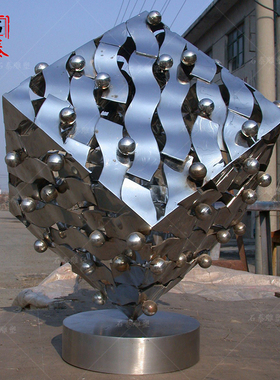 不锈钢魔方几何正方体模型