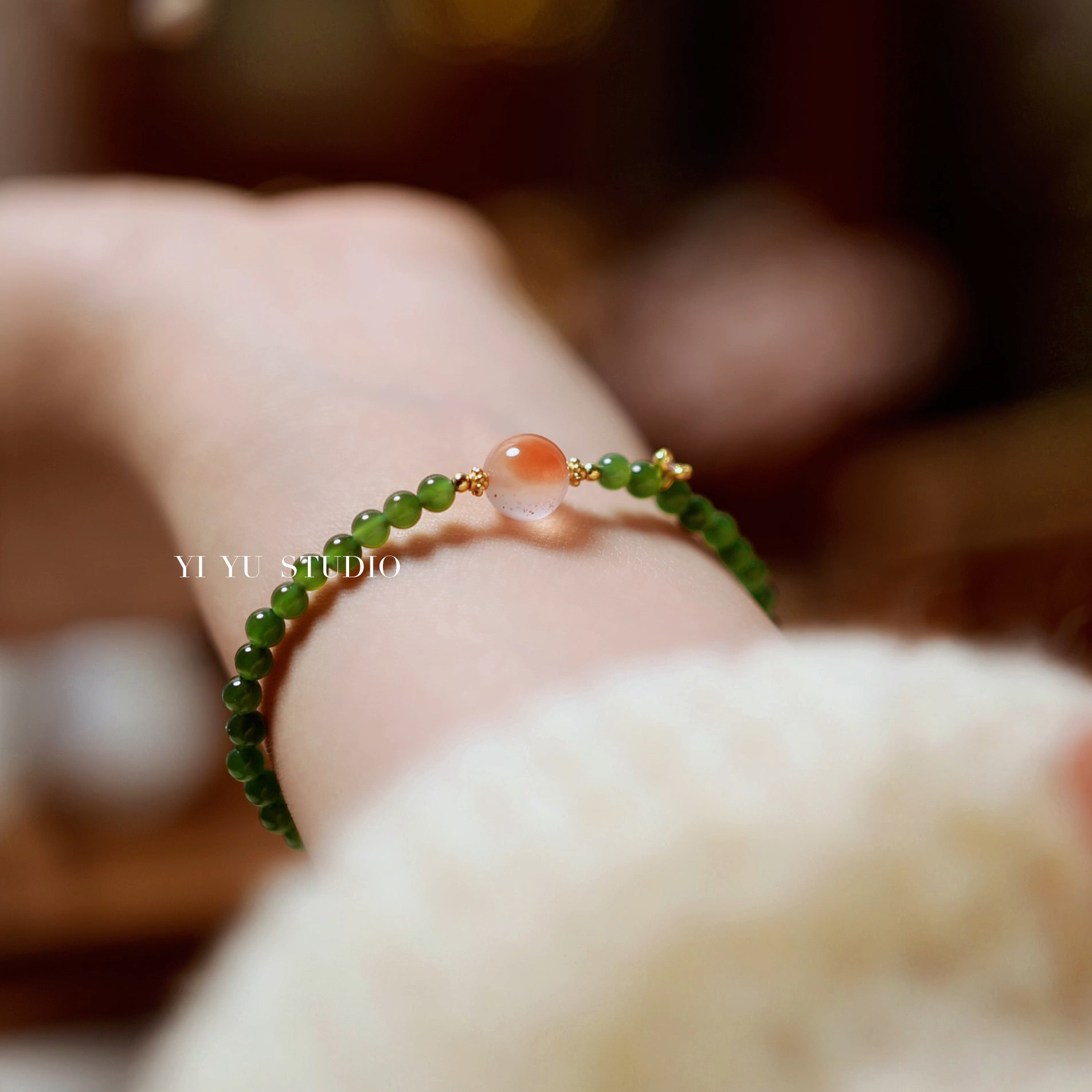 天然冰飘南红碧玉菠菜绿女款原创新中式红绿水晶手串925银镀金,淘宝优惠券,粉丝福利购,淘宝优惠卷