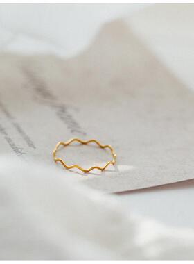 不掉色钛钢超细波纹戒指