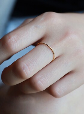 不掉色钛钢经典麻花素圈戒指