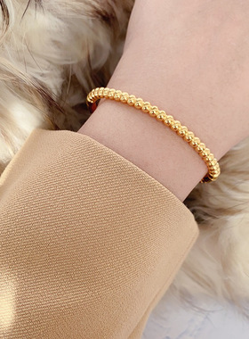 钛钢手镯不掉色简约百搭圆珠