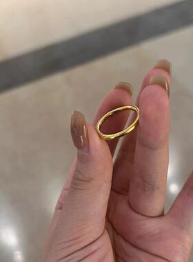 不掉色经典实心光面小素圈戒指