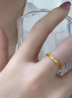 钛钢戒指三角切面单颗锆石戒指