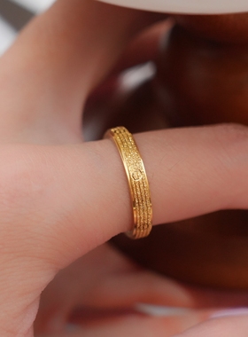 不掉色简约大气3mm螺丝钉戒指