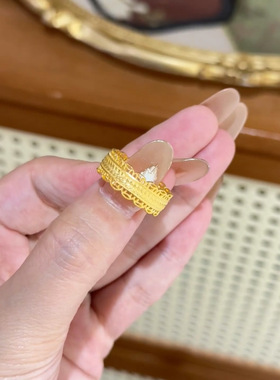 钛钢戒指中式国潮（腰缠万贯）花丝镂空钱币指环食指戒A511