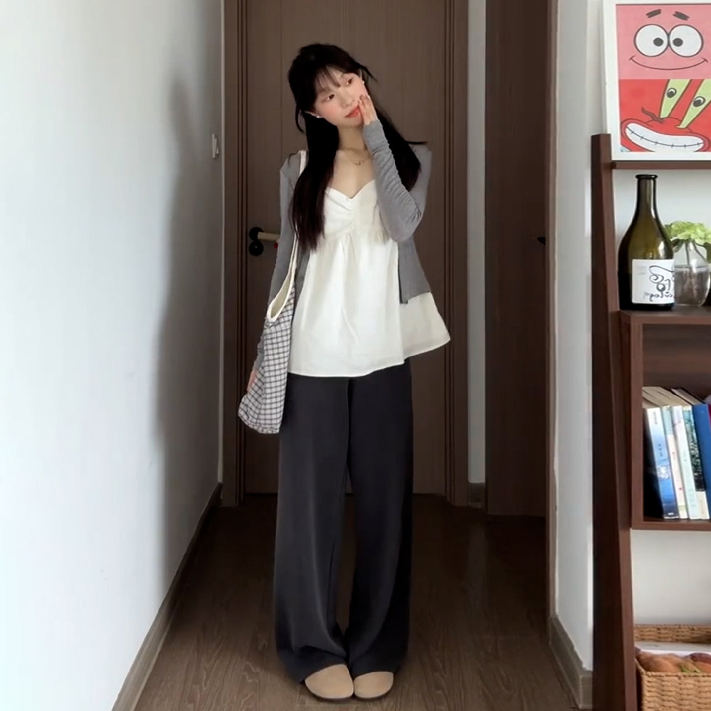 孕妇套装早秋长袖开衫+吊带上衣+长裤洋气春夏宽松休闲慵懒三件套,淘宝优惠券,粉丝福利购,淘宝优惠卷