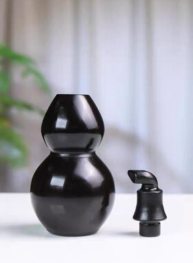 黑玉石开口葫芦招财纳福摆件