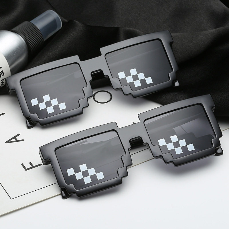 网红马赛克派对眼镜男搞怪神器学生表演黑色墨镜女个性像素太阳镜,淘宝优惠券,粉丝福利购,淘宝优惠卷