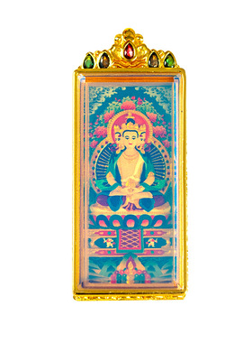 彩绘擦擦唐卡绿度母黄财五爷前世今生可定图藏式项链擦擦唐卡吊坠