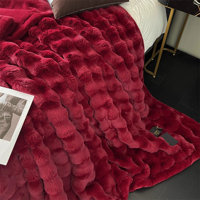 恒源祥彩羊结婚女方陪嫁仿兔绒保暖毛毯高档拉舍尔空调盖毯子11斤