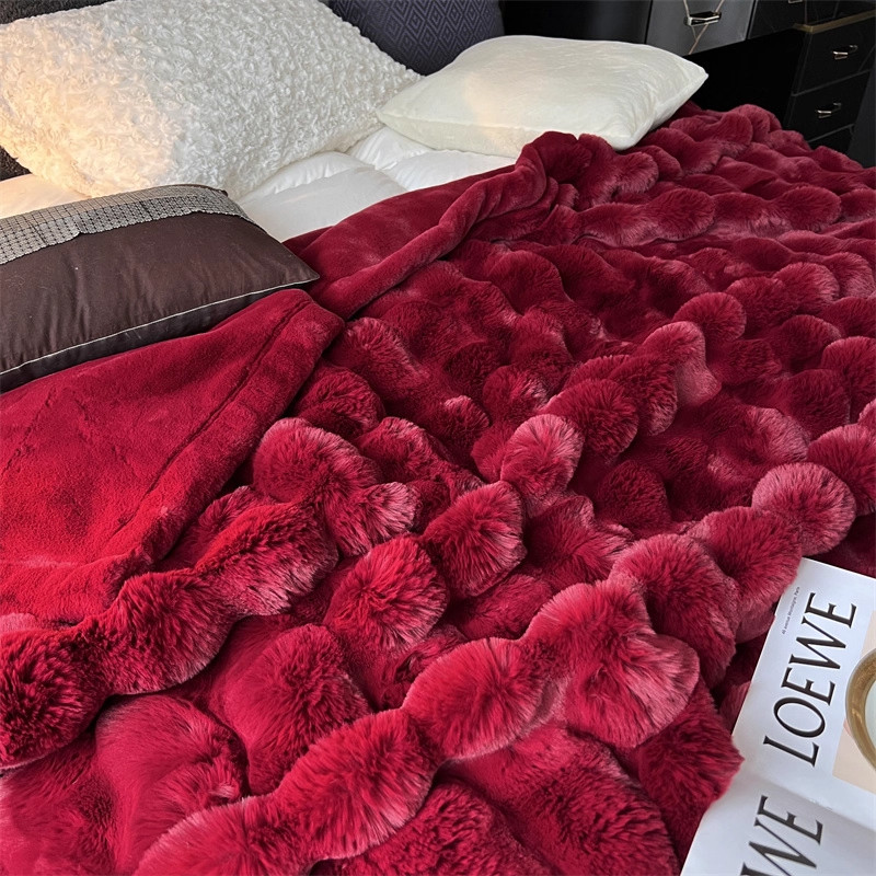 恒源祥彩羊结婚女方陪嫁仿兔绒保暖毛毯高档拉舍尔空调盖毯子11斤