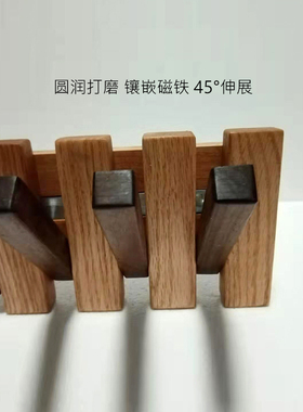 北欧木条实木装饰挂钩黑胡桃门后