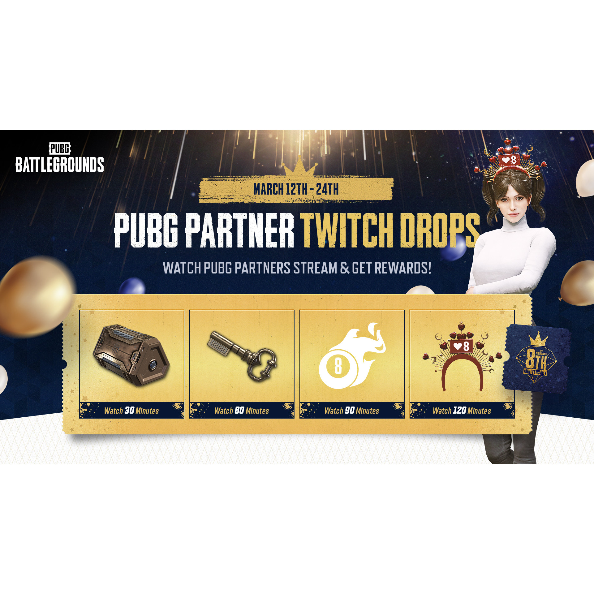 pubgpubg夹克twitch掉宝茗牌绝地求生八周年活动礼包老鼠台掉宝手套