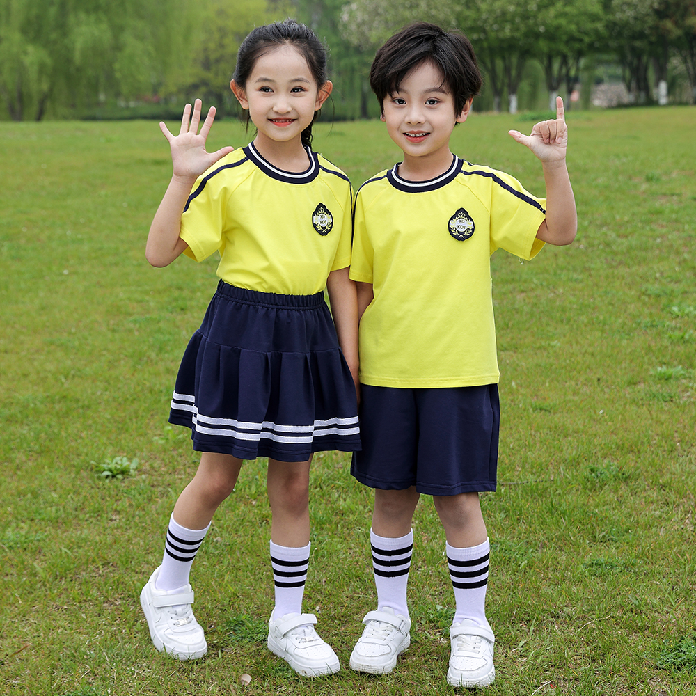 幼儿园园服夏小学生班服学院风儿童表毕业照演运动英伦风校服套装