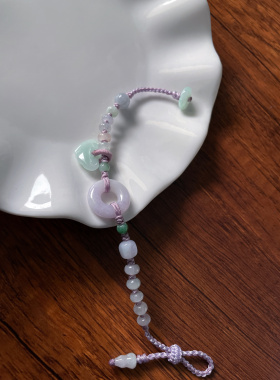 天然翡翠A货浅浅紫小甜甜圈平安扣玉环好运知了一鸣惊人手绳手链