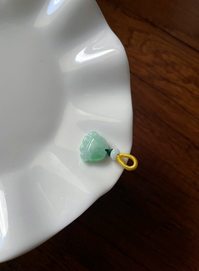 天然a货翡翠飘绿招财纳福猫爪提溜小吊坠钥匙手机挂件玉坠编绳饰