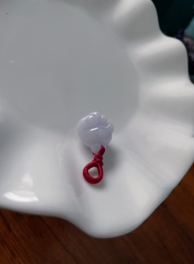 天然A货翡翠招财纳福浅浅粉紫小胖鼓猫爪爪锁骨挂件玉小吊坠配饰