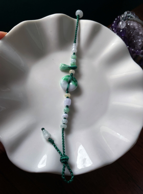 本命年天然a翡翠春彩飘绿小平安扣葫芦知足常乐显肤白好运手编绳