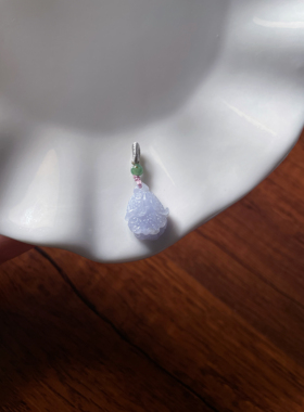 天然翡翠A货招财浅紫提溜小白菜遇百生财锁骨链吊坠包手机链挂件