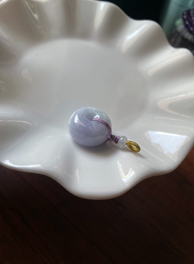 天然A货翡翠浅飘紫胖圆鼓平安扣吊坠厚装面包扣财源滚滚挂件配饰
