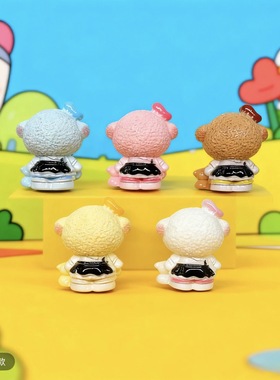 定制立体拽拽小狗kt卡通diy奶油胶钥匙包挂树脂配件场景装饰摆件