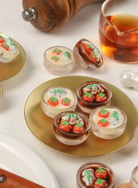 朵爷定制柿子汤圆碗仿真微食玩diy奶油胶冰箱贴树脂配件装饰摆件