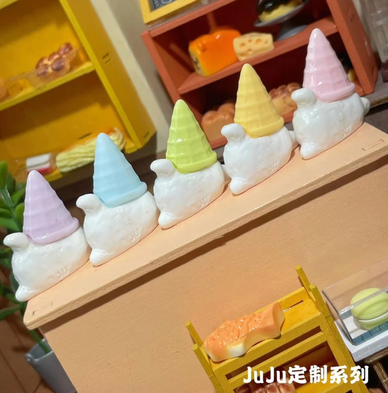 定制线条小狗冰淇淋仿真微缩卡通食玩DIY树脂饰品配件桌摆件装饰 - 图1