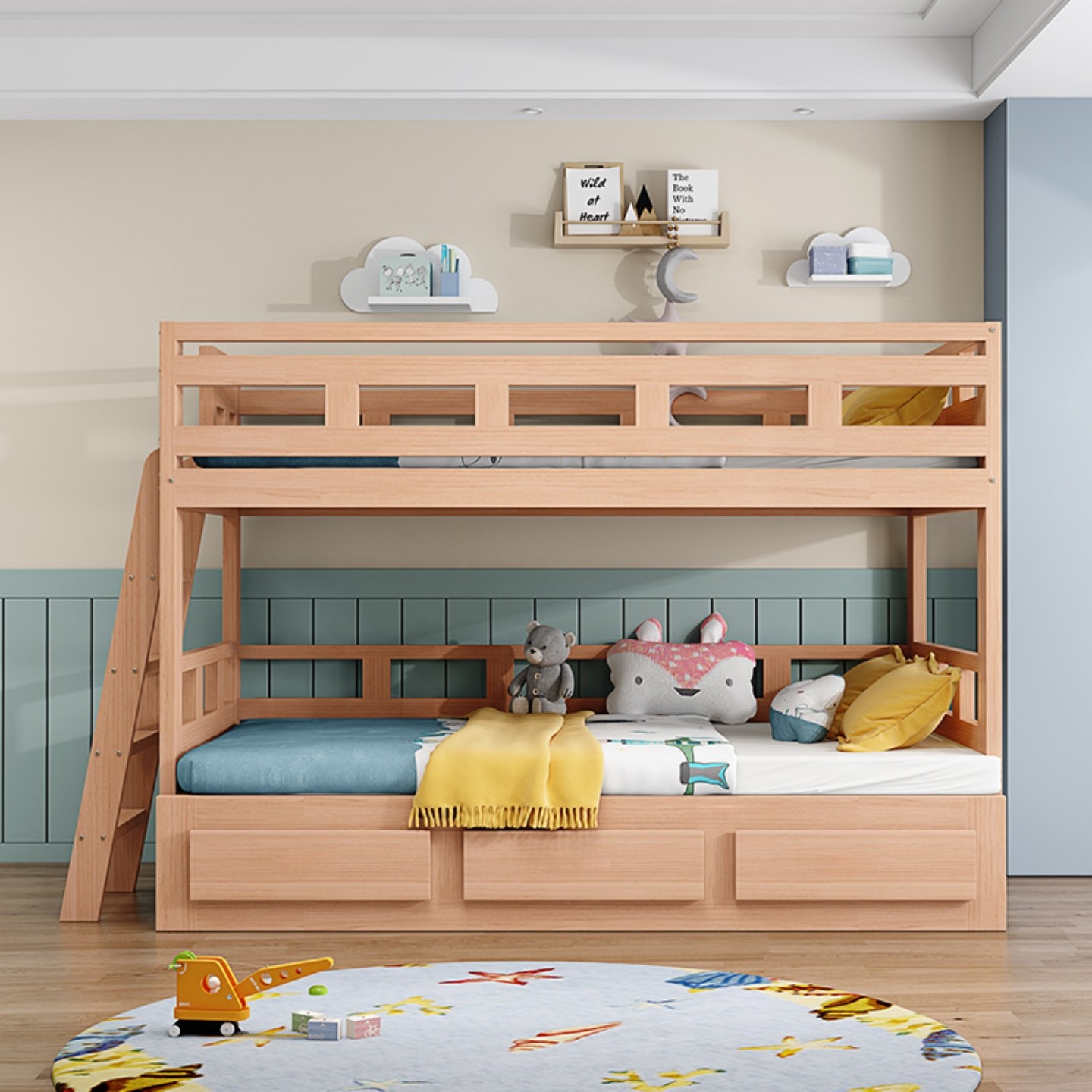 全实木抽拉高低床榉木松木红胡桃上下铺双层床成年人伸缩推拉床,淘宝优惠券,粉丝福利购,淘宝优惠卷