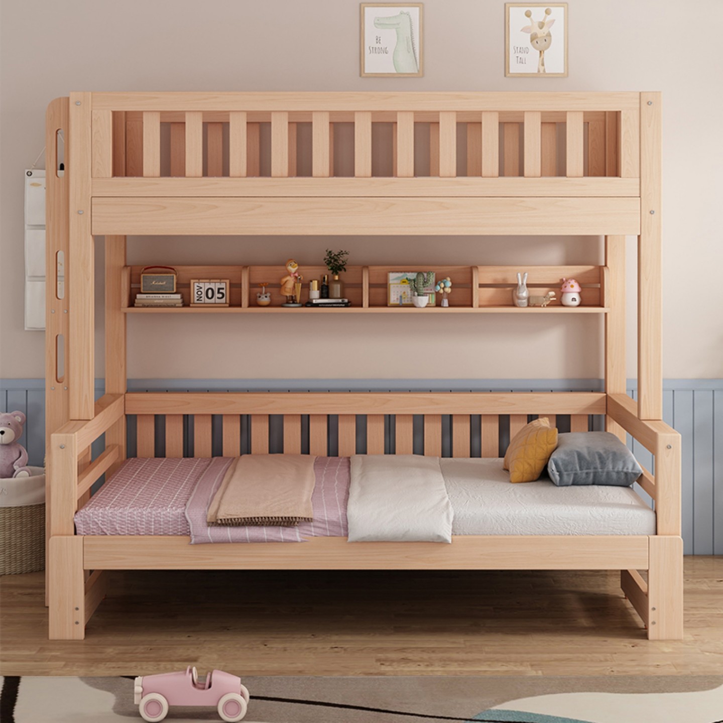 实木小户型儿童直梯上下铺高低床榉木松木抽拉上下床儿童房双层床,淘宝优惠券,粉丝福利购,淘宝优惠卷