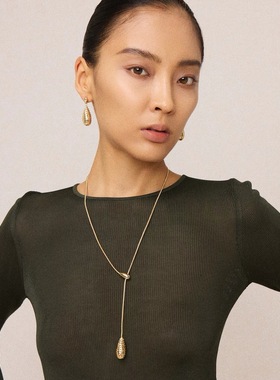 豆豆同款镂空水滴吊坠抽拉项链女